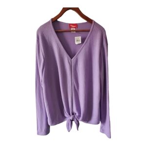 The Classic Brand Lavender V Neck Tie Front Sweater Size 2X New with Tags